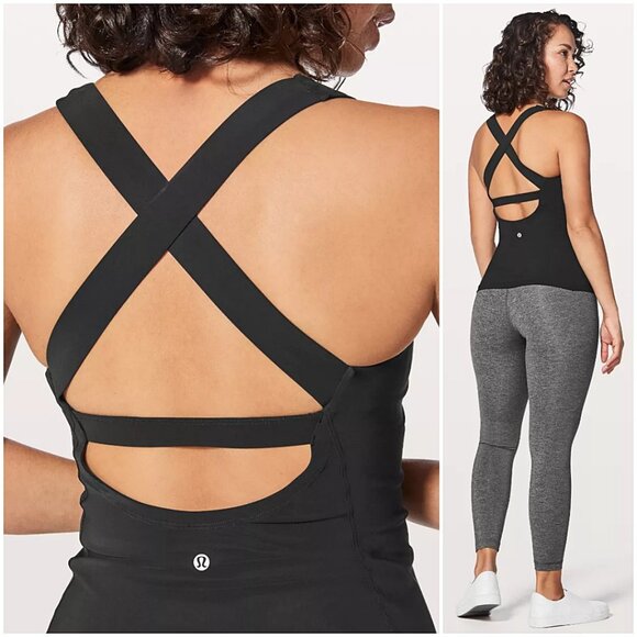 RARE Lululemon Cross Straps Open Back Tight Tank Top Black NWOT - Picture 1 of 10